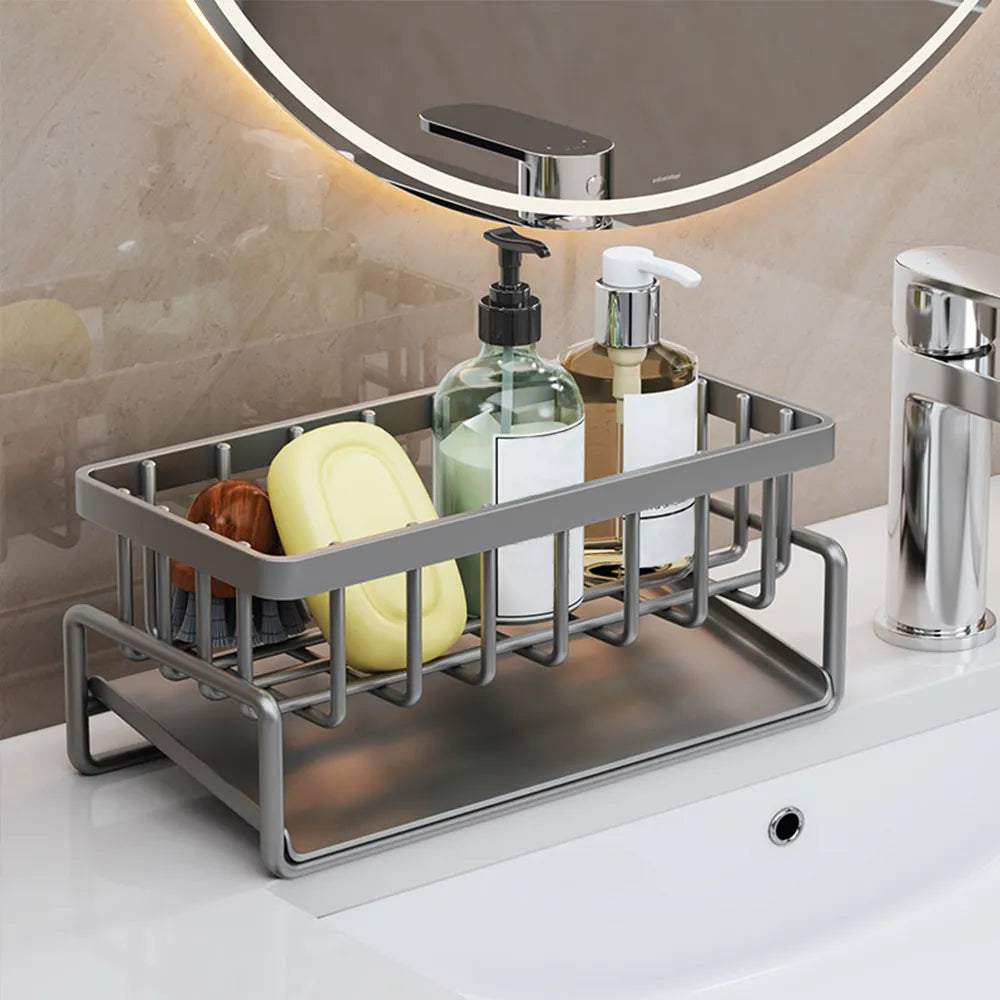 Self-draining Sink Shelf Stainless Steel Kitchen Sink Drain Rack Soap Sponge Holder Kitchen Sink Organizer